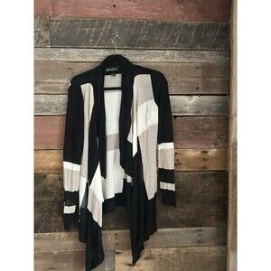 I.N.C.  black and white geometric colorblock waterfall cardigan XS